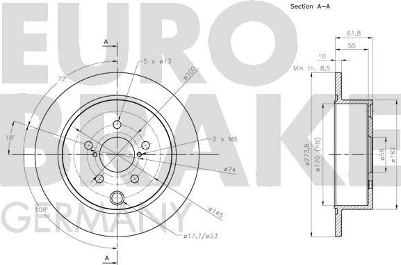 Eurobrake 5815204422 - Bremžu diski ps1.lv