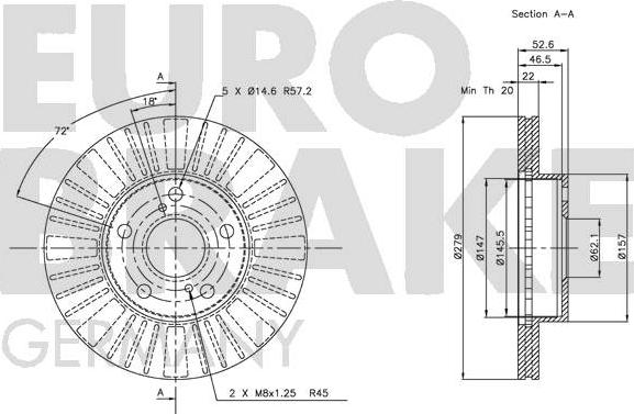 Eurobrake 5815204560 - Bremžu diski ps1.lv