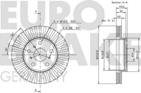 Eurobrake 5815204516 - Bremžu diski ps1.lv