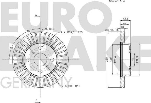 Eurobrake 58152045100 - Bremžu diski ps1.lv