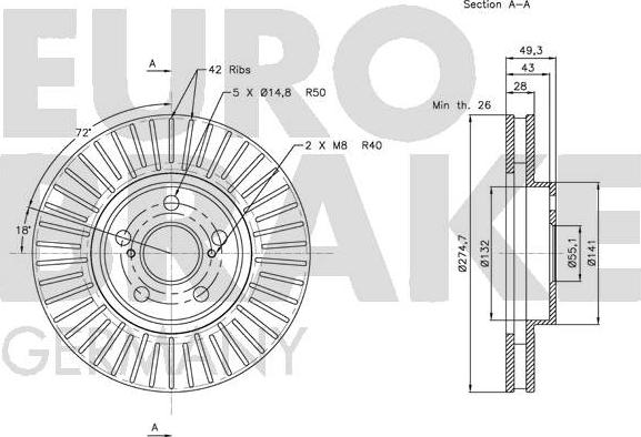 Eurobrake 5815204586 - Bremžu diski ps1.lv