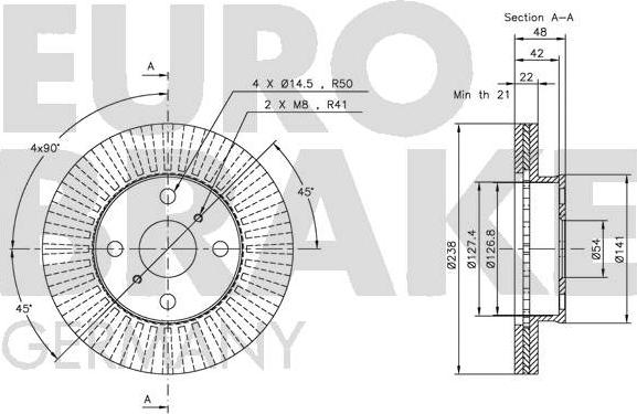 Eurobrake 5815204530 - Bremžu diski ps1.lv