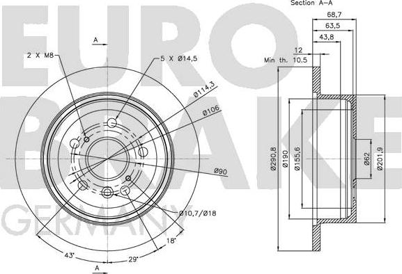 Eurobrake 5815204576 - Bremžu diski ps1.lv