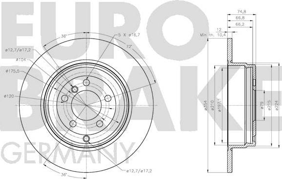 Eurobrake 5815204047 - Bremžu diski ps1.lv