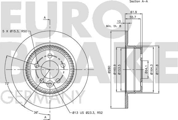 Eurobrake 5815204018 - Bremžu diski ps1.lv