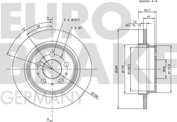 Eurobrake 5815204843 - Bremžu diski ps1.lv