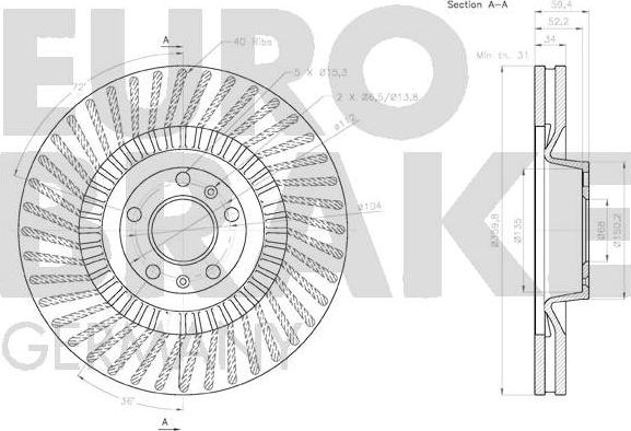 Eurobrake 58152047125 - Bremžu diski ps1.lv