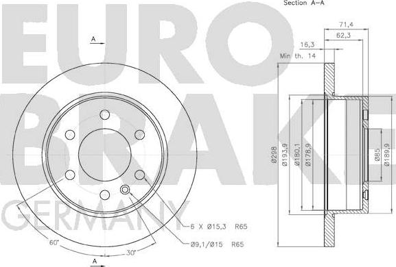 Eurobrake 58152047122 - Bremžu diski ps1.lv