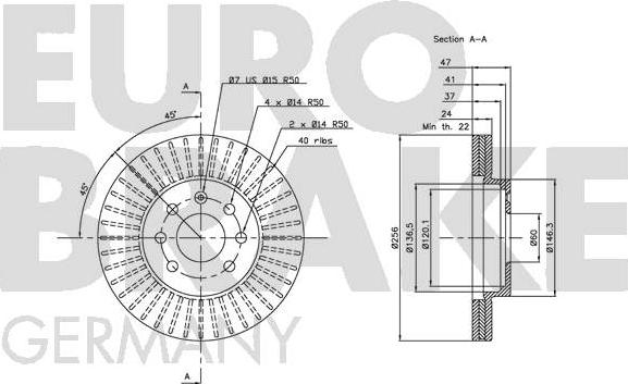 Eurobrake 5815205004 - Bremžu diski ps1.lv