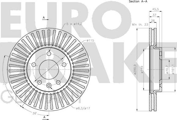 Eurobrake 5815205015 - Bremžu diski ps1.lv