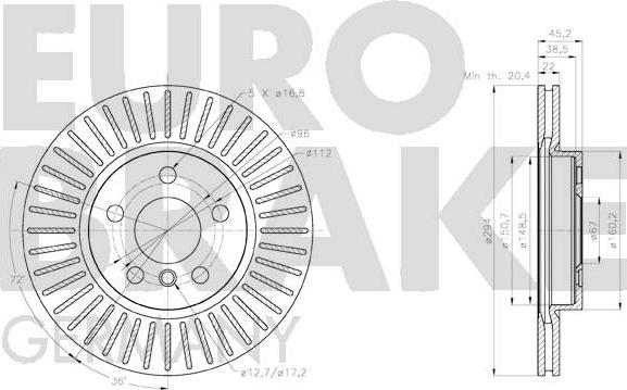 Eurobrake 58152015116 - Bremžu diski ps1.lv