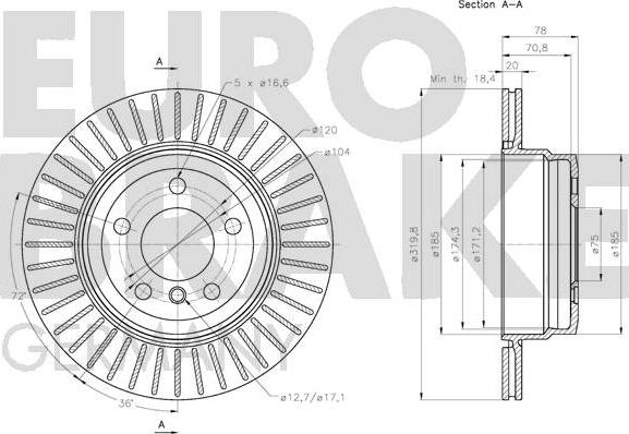 Eurobrake 5815201583 - Bremžu diski ps1.lv