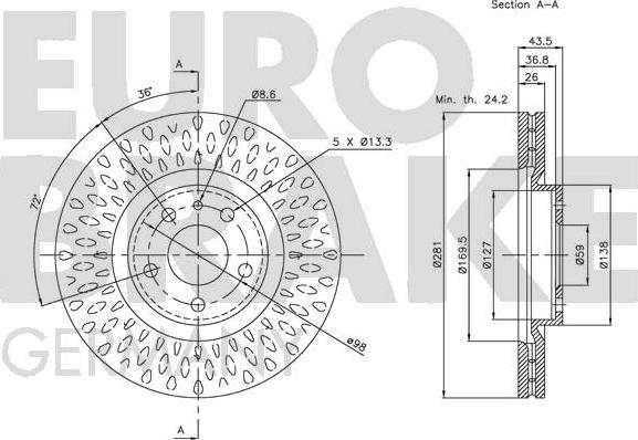 Eurobrake 5815201014 - Bremžu diski ps1.lv