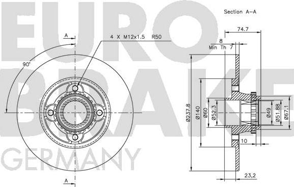 Eurobrake 5815203944 - Bremžu diski ps1.lv