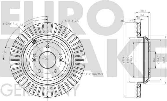 Eurobrake 5815203454 - Bremžu diski ps1.lv