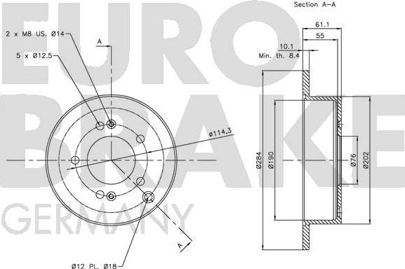 Eurobrake 5815203414 - Bremžu diski ps1.lv