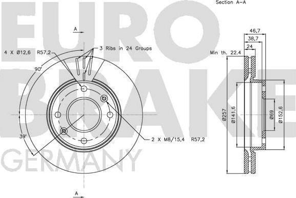 Eurobrake 5815203410 - Bremžu diski ps1.lv