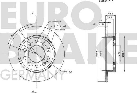 Eurobrake 5815203426 - Bremžu diski ps1.lv