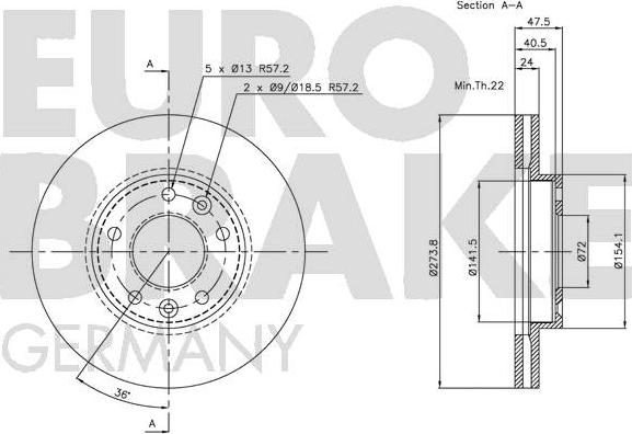 Eurobrake 5815203506 - Bremžu diski ps1.lv