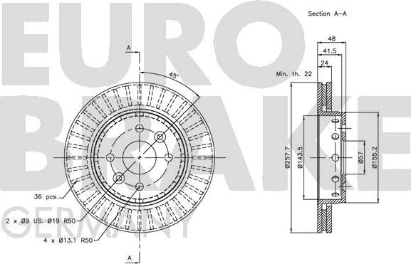 Eurobrake 5815203507 - Bremžu diski ps1.lv