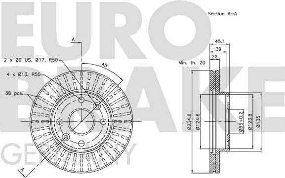 Eurobrake 5815203510 - Bremžu diski ps1.lv