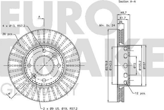 Eurobrake 5815203511 - Bremžu diski ps1.lv