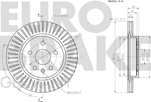 Eurobrake 5815203670 - Bremžu diski ps1.lv