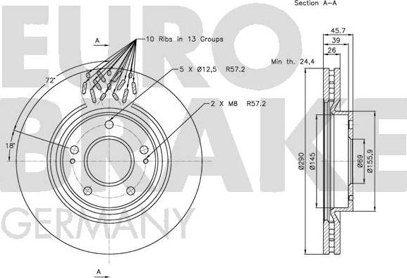 Eurobrake 5815203046 - Bremžu diski ps1.lv