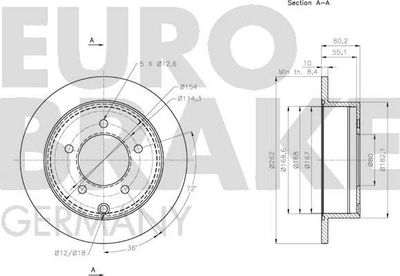 Eurobrake 5815203058 - Bremžu diski ps1.lv