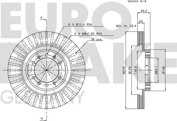 Eurobrake 5815203016 - Bremžu diski ps1.lv