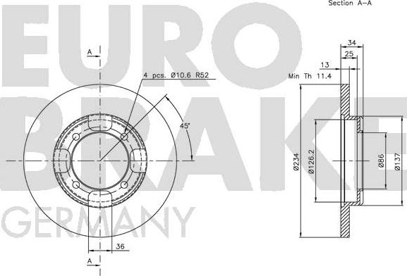 Eurobrake 5815203020 - Bremžu diski ps1.lv