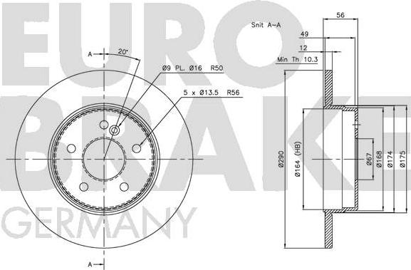 Eurobrake 5815203340 - Bremžu diski ps1.lv