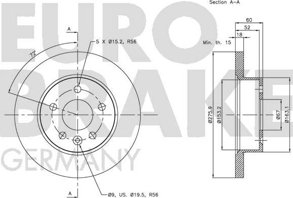 Eurobrake 5815203367 - Bremžu diski ps1.lv