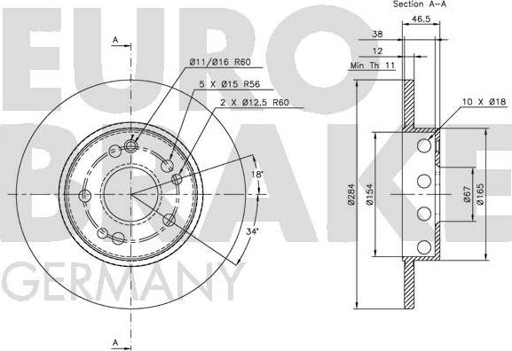 Eurobrake 5815203309 - Bremžu diski ps1.lv