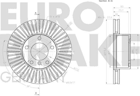 Eurobrake 58152033121 - Bremžu diski ps1.lv