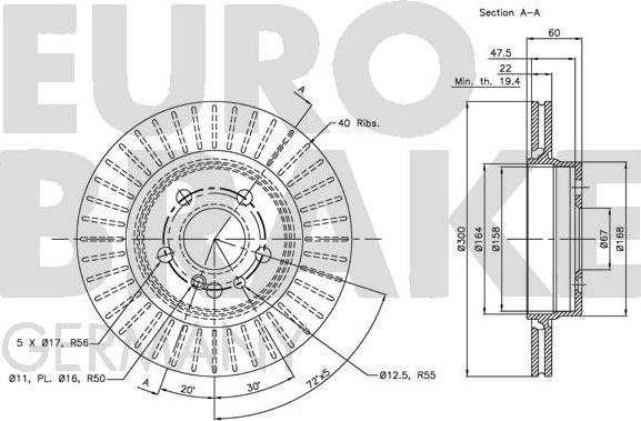 Eurobrake 5815203331 - Bremžu diski ps1.lv