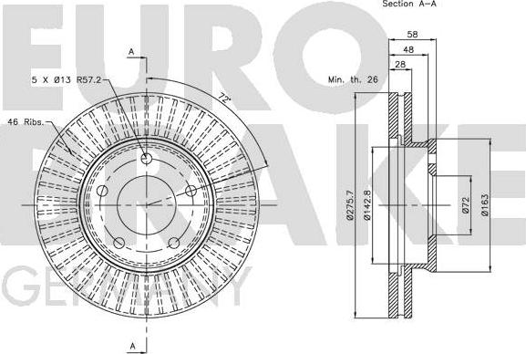 Eurobrake 5815203243 - Bremžu diski ps1.lv