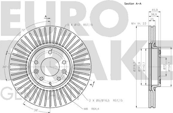 Eurobrake 5815203266 - Bremžu diski ps1.lv