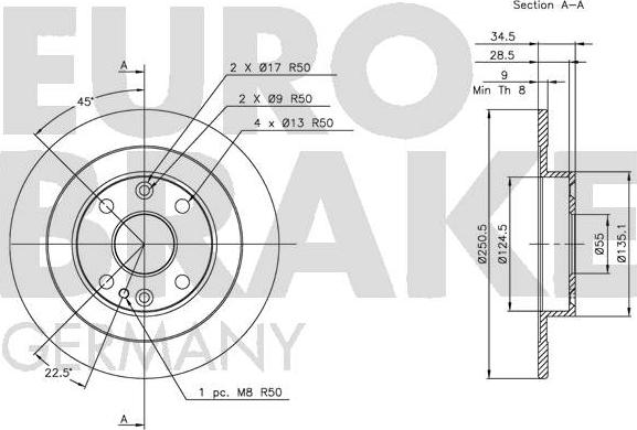 Eurobrake 5815203231 - Bremžu diski ps1.lv