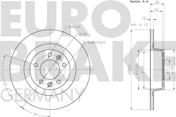 Eurobrake 5815203740 - Bremžu diski ps1.lv