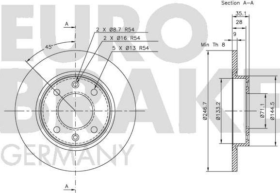 Eurobrake 5815203722 - Bremžu diski ps1.lv