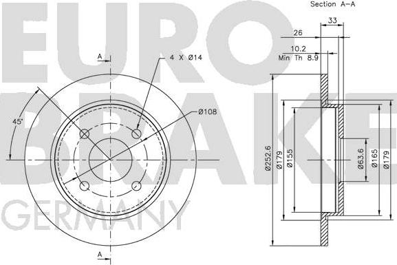 Eurobrake 5815202536 - Bremžu diski ps1.lv