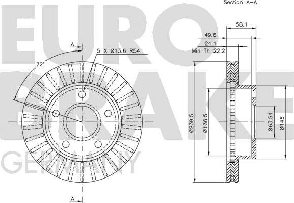 Eurobrake 5815202530 - Bremžu diski ps1.lv