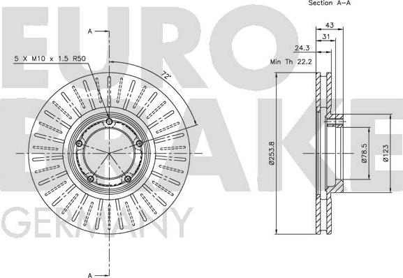 Eurobrake 5815202531 - Bremžu diski ps1.lv