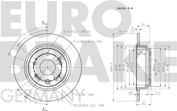 Eurobrake 5815202645 - Bremžu diski ps1.lv