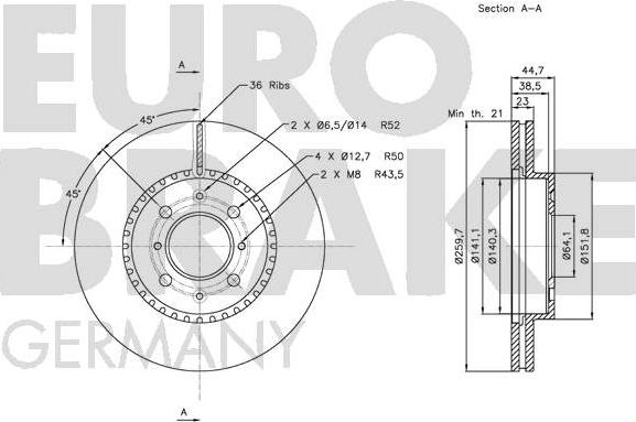 Eurobrake 5815202632 - Bremžu diski ps1.lv