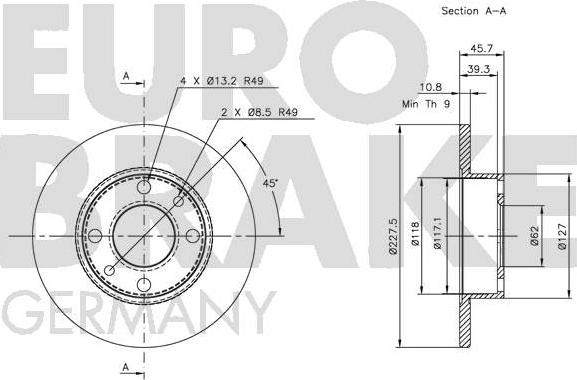 Eurobrake 5815202302 - Bremžu diski ps1.lv