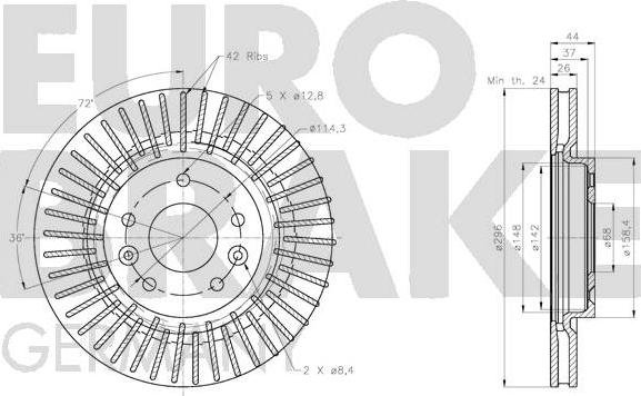 Eurobrake 5815202290 - Bremžu diski ps1.lv