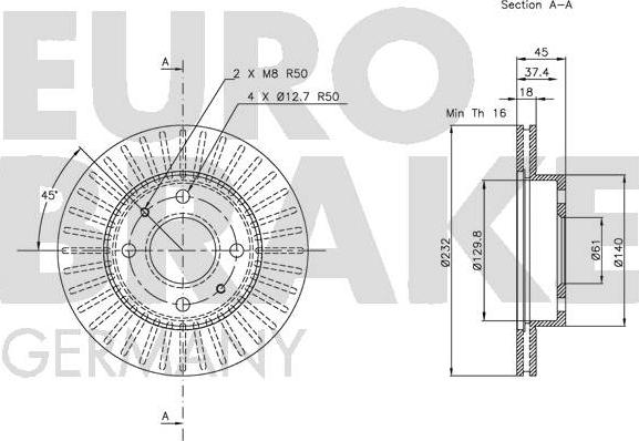 Eurobrake 5815202244 - Bremžu diski ps1.lv