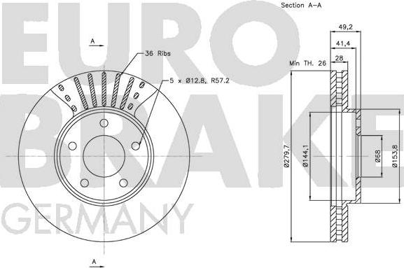 Eurobrake 5815202256 - Bremžu diski ps1.lv